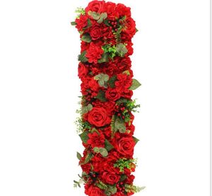 2021 25*100 cm Elegant Artificial Flower Rows Wedding Centerpieces Road Cited Flower Table Runner Decoration Supplies Free