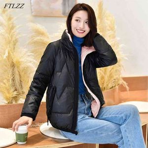 Winter Solid Color Down Short Jacket Women White Duck Coat Stand Collar Warm Snow Parka Loose Casual Thick Outerwea 210430