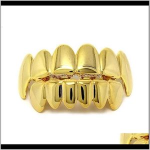 Grillz, Dental Body Drop Delivery 2021 Grillz Teeth Set High Quality Mens Hip Hop Jewelry Real Gold Plated Grills Trlr5