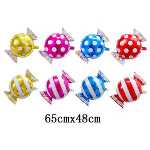 200Pcs/Lot Lovely Stripes Dots Sweet Candy Shape Aluminium Film Balloon Wedding Birthday Party Decor Kids Toy Factory Wholesale