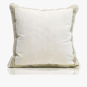 Cushion/Decorative Pillow DUNXDECO Ivory Velvet Cushion Cover Couch Case Modern Luxury Simple Gold Square Frame Embroidered Sofa Chair Bed C