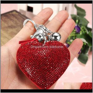 Keychains Fashion Aessories Drop Delivery 2021 1Pc Heart Shaped Crystal Rhinestone Handbag Keyfob Pendant Keychain Bag Keyring Key Chain Bioi
