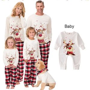 Weihnachten Familie Pyjamas Zwei Stück Set Niedlichen Hirsch Erwachsene Kind Baby Familie Passenden Outfits 2022 Pj's Hund Kleidung Schal