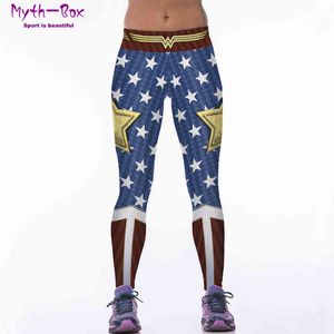 Sport Leggings Women Stars 3D Print Yoga Pant Quick Dry Superhero Leggins Gym Fitness Running Tights Slim Trouser Gymwear Female H1221