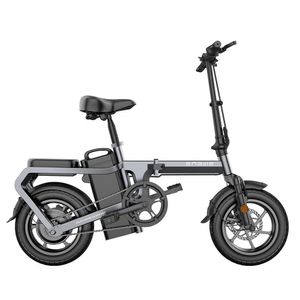 X5 14 tum Folding Electric Cykel 240W Motor 48V 10Ah Batteri Höghållfast Kolstål Ram 20km / h LED Display - Grå