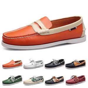 Svart 2023 British Mens Running Style25 Shoes Leather White Brown Green Yellow Red Wholesale Outdoor Bekväm andlig andning