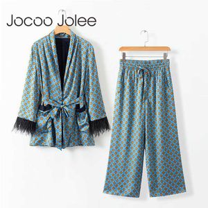 Jocoo Jolee Giacca moda donna Cappotto kimono allentato Papillon Fasce Tasche Nappa Decora Capispalla oversize Donna Autunno 210619