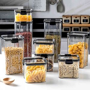 Plastic Airtight Canister Kitchen Storage Can Bottles Jars With Lid Food Container Grains Tea Coffee Beans Candy Jar Containers