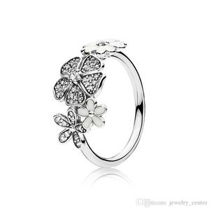 Designer Jewelry 925 Silver Bracelet Charm Bead fit Pandora White enamel Flower Rings Slide Bracelets Beads European Style Charms Beaded Murano