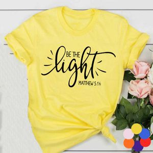 ファッション女性Tシャツと一緒に軽いマシュープリントクリスチャンスローガン審美的なストリートスタイル信仰イエスヴィンテージ黄色いティートップx0628