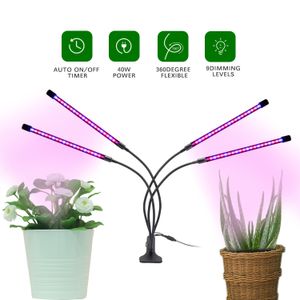 5V USB 4 head Full Spectrum LED Grow Lights 110*80*620mm Tube 5W 10W 15W 20W Customizable with 9 Dimming Leves and 360 Degree Flexible for Indoor Vegetable Plant Seeding