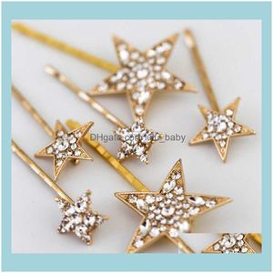 Bröllopsmycken Wedding Aessory Star Hair Pins Sticks Gold Sier Color Hairpins Rhinestones Headpiece Headbonad Brudtärna Brudsmycken D