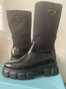 Paris Fashion Week Designer Boots Martin Deserto apontou espessura engrenagem espessa desgaste resistente ao desgaste e anti-skid outdoor alpinismo Sapatos de neve das mulheres 35-41