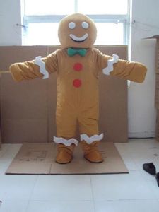 Alta Qualidade Xmas Gingerbread Mascot Traje Halloween Natal Cartoon Personagem Outfits Terno Publicidade Folhetos Clothings Carnaval Unisex Adultos Outfit