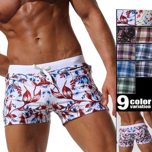 HALEYCHAN MENS Moda Floral Drawstring Swim Trunks Outdoor Beach Shorts Quick Seco Ternos de banho com zíper Bolso Cargo X0316