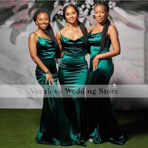Avcı Yeşil Mermaid Nedime Elbiseler Saten Uzun Özelleştirmek Kadınlar Düğün Durum Elbise Örgün Akşam Parti Vestidos