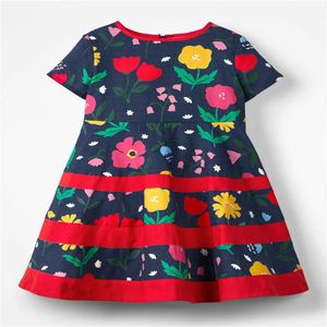 パーティードレスの赤ちゃん女の子2-7t夏のドレス子供の半袖花王女のドレス綿販売花210529