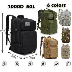 50L 1000D Nylon impermeável Trekking Pesca Saco de Caça Mochila Ao Ar Livre Magro Militar Rucksacks Tático Esportes Camping Caminhadas K726