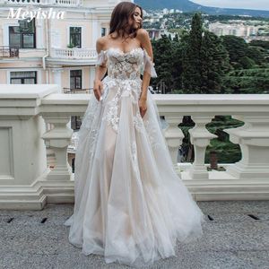 ZJ9202 2021 Sexy Sweetheart Lace A Line Wedding Dresses Off Shoulder Sleeveless Tulle Gowns for Brides Formal Dress
