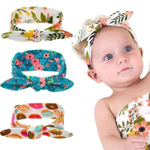 Ins-Baby Hair Accessoarer Headbands Bomull Flower Printing Headwear Girls Barn Floral Turban Twist Knot Ear Bands Barn Headwrraps 1854 Y2