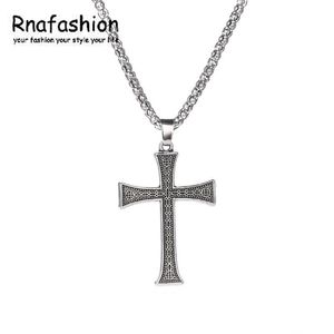 Colares Pingente Rnafashion Jewelery 2021 Chegada Cruz Colar Prata Banhado para Mulheres Homens Jóias Punk Hip Hop Christian