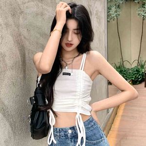 2colors korean style camisole women Sexy tank top female summer sleeveless slim Lace Up crop tops womens (C5098)