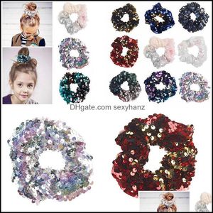 Pony Tails Holder Hair Jewelry 12 Styles Mermaid Paillettes Hairband Bambini Princess Tie Charm Scrunchie Ponytail Aessories Gwb12109 Drop Deli