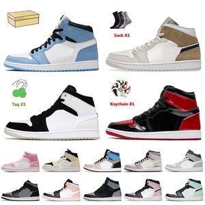 Wholesale tan basketball shoes resale online - Top Quality Women Mens Jumpman Basketball Shoes s University Blue Tan Suede Diamond Shorts Patent Bred Atmosphere High Mid Trainers With Socks Sneakers