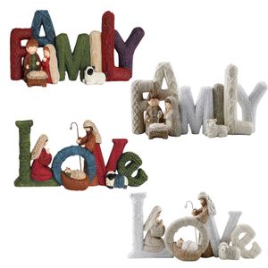 Christmas Decor Elegant Nativity Set Nativity Ornament Holy Family Love Delightful Beautiful Letter Resin Crafts Ornamen H1020