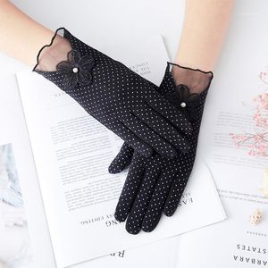 Five Fingers Gloves Silk Short Women Summer Lace UV Sunscreen Anti-Slip Breathable Cycling Driving Sexy Lady Guantes1