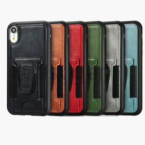 Capas de telefone de couro pu para iPhone 12 mini 11 pro xr xs max x 6s 7 8 mais tampa de célula tpu luxo de prevenção de queda com slot de cartão de anel de dedo Slot magnético kickstand