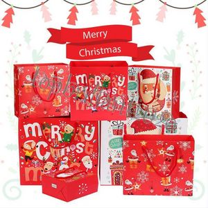 Wholesale christmas favor bags resale online - Red Paper Bags For Party Christmas Gift Pack Bag Snowflake Christmas Candy Box New Year Kids Favors Bag Decorations FY4764