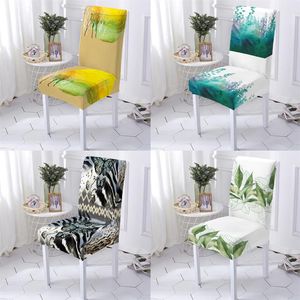Doğal Sandalye toptan satış-SANDALYE Yemek Sandalyeleri için Doğal Manzara Stil Kapakları Başkan Büro Kapak Bitki Yaprak Desen Bar Ev Stuhlbezug