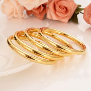 4 Pieces Assemble Wholesale Fashion Glaze Bangle Jewelry 18 k Fine G/f Gold Dubai Bracelet Africa Arab Items Solid 66mm