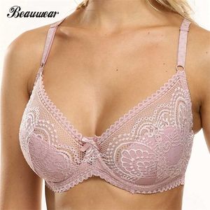 Beauwear Thin Cup Full Lace Breathable Push Up Bra Sexy Women Underwear Brassiere Small Size Lingerie Top Underwired Bralette 211110