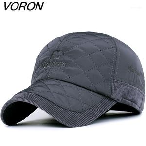 Boll Caps Voron 2021 Warm Winter Baseball Cap Men Brand Snapback Black Solid Bone Mens Hats Ear Flaps1