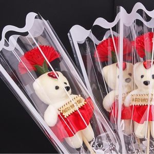 Cute Bear Rose Flower Soap Party Surprise Walentynki Prezenty Romantyczny Wedding Birthday Party Favor Lalki RRD12729