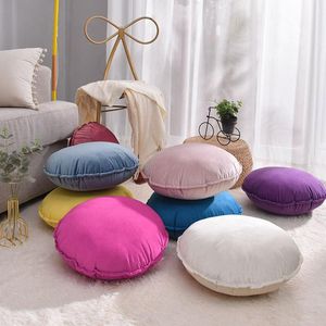 Cushion/Decorative Pillow Round Decorative Pillowcase No Core Solid Color Blue Purple Yellow Gray Cushion Cover Home Decor Sofa Chair Only