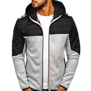 Men's Jackets Fashion Mens Colorblock Hoodie Fleece Hooded Jacket Long Sleeve Casual Coat Sweatshirt Winter Warm Sport Work Outwear Fitted T