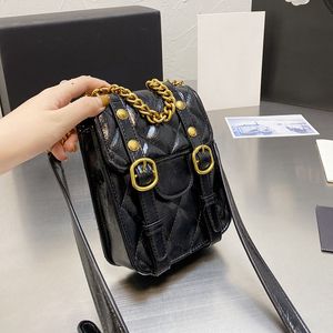 designer Oil Wax Leather Women Girls Phone Pocket Bags Punk Trend Message Chain Tote Leather Strap Crossbody