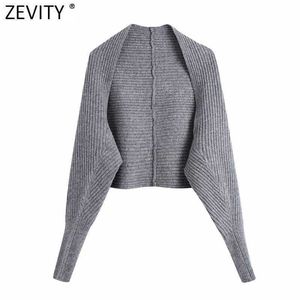 Zevidade Mulheres Oversleeve Shawl Shawl Sweater Femme Chic Design High Street Casual Ladies Cardigans Tops S556 210603