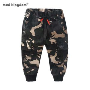 Mudkingdom meninos calças de carga outono inverno morno camuflagem moda corredor calças para 210615