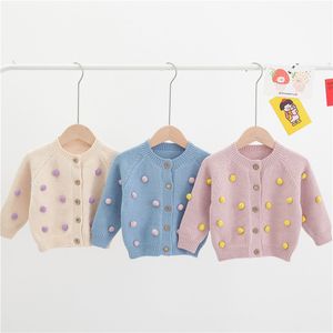 Autumn Winter cute girls ball sweater cardigans baby girl soft single-breasted sweaters kids clothes outwear 201104 231 Z2