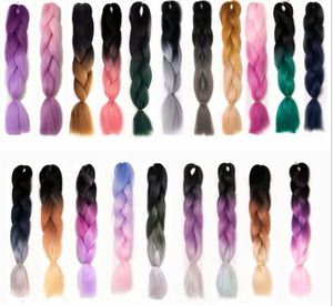 Bks Extensions Hair Products100G Inch Single Ombre Color Green Synthetic Extension Twist Jumbo Braiding Kanekalon Q6Txl Uhyww Drop Delive