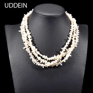 Uddeein Trzy warstwy Afryki Naszyjnik Vintage Oświadczenie Biały Koral Choker Bib Koraliki Nigerii Wedding Indyjski Biżuteria Prezent