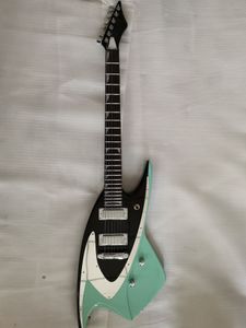 J BACKLUND DESIGN JBD 100 Shark Metallic Green Top Elektro Gitar Krom Pickguard, Mini Manyetikler, Kilitleme Akortçuları