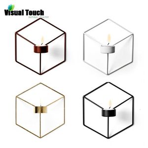 Visual Touch Wall Ar Nordic Style 3D Geometric Candlestick Metal Wall Mount Candle Holder Sconce Matchande Small Tealight Holders SH190924