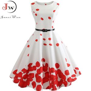 Women Summer Dress Floral Print Retro Vintage 1950s 60s Casual Party Office Robe Rockabilly Dresses Plus Size Vestido Mujer 210623