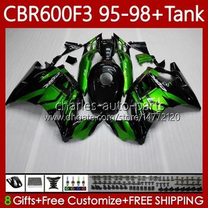 Bodywork + Tankı Honda CBR 600 F3 CC 95-98 Vücut 64no.28 CBR 600FS 600F3 CBR600 FS CBR600F3 95 96 97 98 CBR600-F3 600CC CBR600FS 1995 1996 1997 1998 Yeşil Parlak