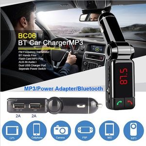 BC06 carro Bluetooth FM Transmissor mãos Free Bluetooth Car Kit MP3 Áudio Player Sem Fio Modulador USB Carregador